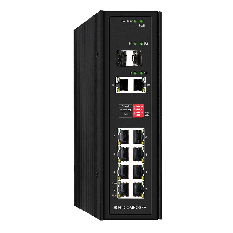 F6-5800-8P2SC conmutador PoE Ethernet industrial no gestionado 2 Giga y 8 GE