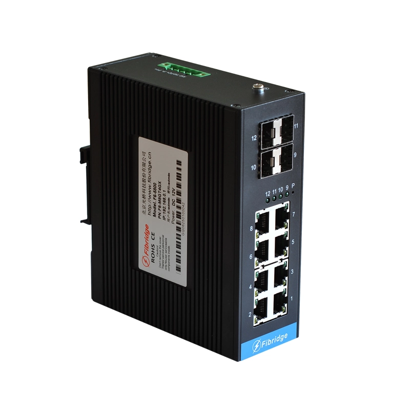 F6-M8GTP4XS L3 4 10G OPT y 8 Giga Ethernet 802.3bt PoE interruptor industrial